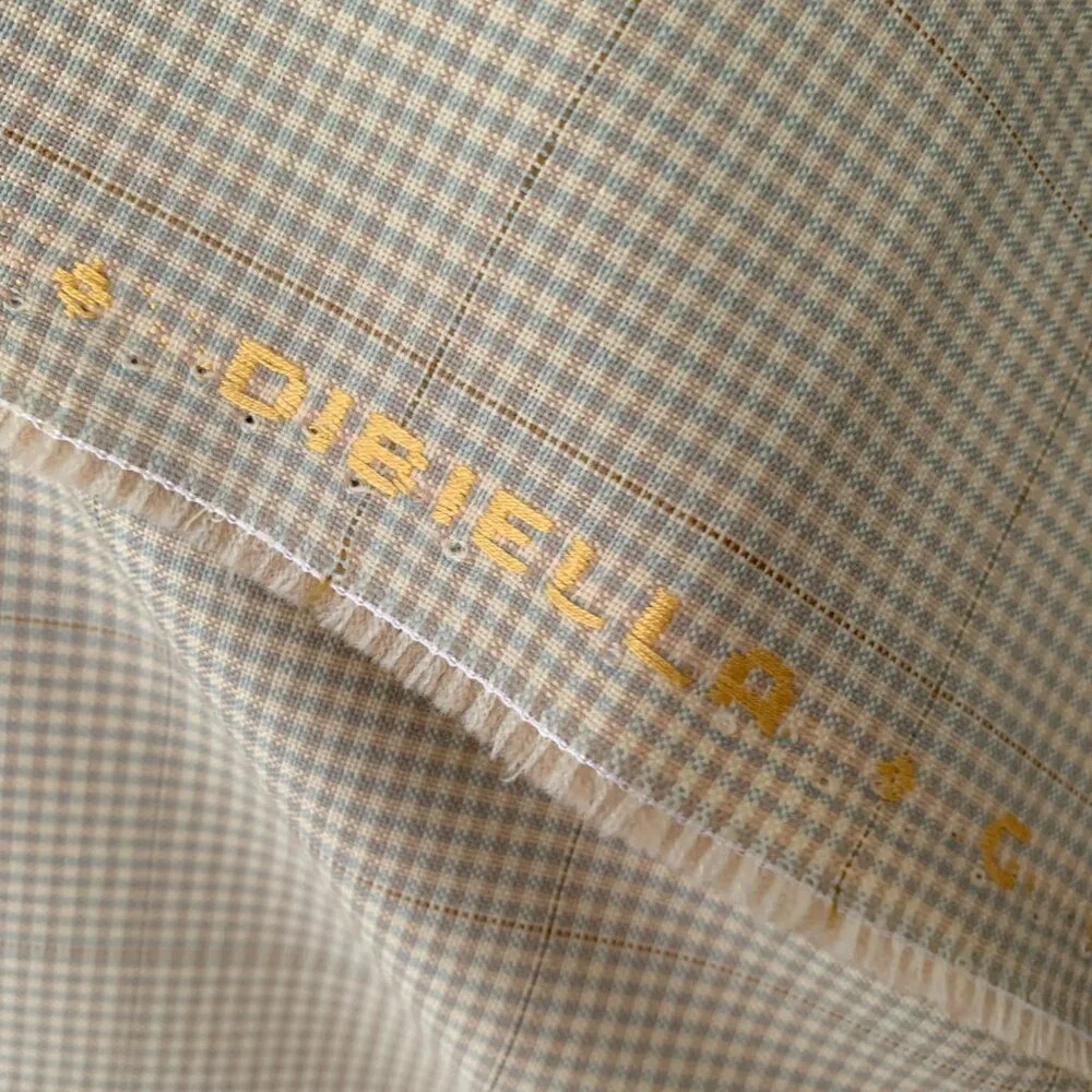 Pure Wool Taupe Blue Check Dibiella & Loro Piana Luxury Designer Fabric - Picture 4 of 14